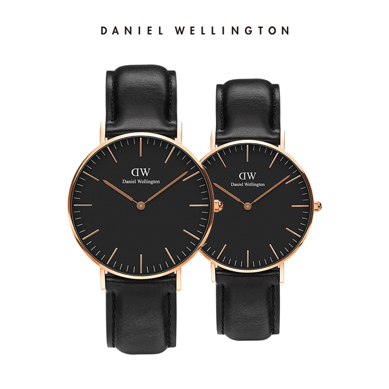 Daniel Wellington DanielWellington dw手表情侣表黑色男女皮带腕表 官方正品 1770元（