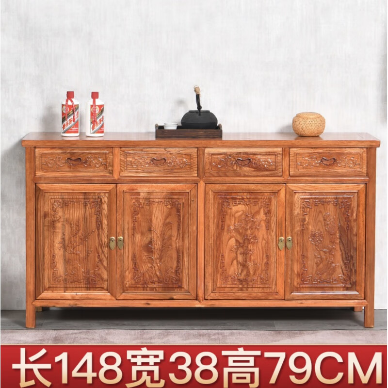 姚爸爸 新中式餐边柜新中式餐边柜实木置物架靠墙平头柜 双门 2469.6元