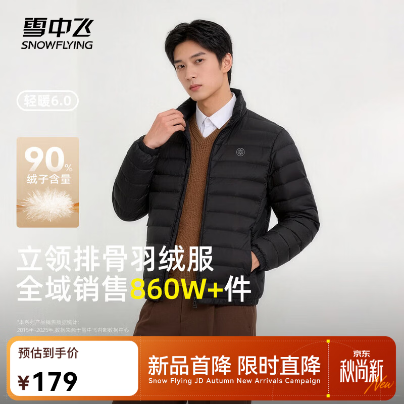 雪中飞 610+高蓬轻暖6.0抗寒85% 男女同款立领羽绒服多色可选 99元 - 86线报