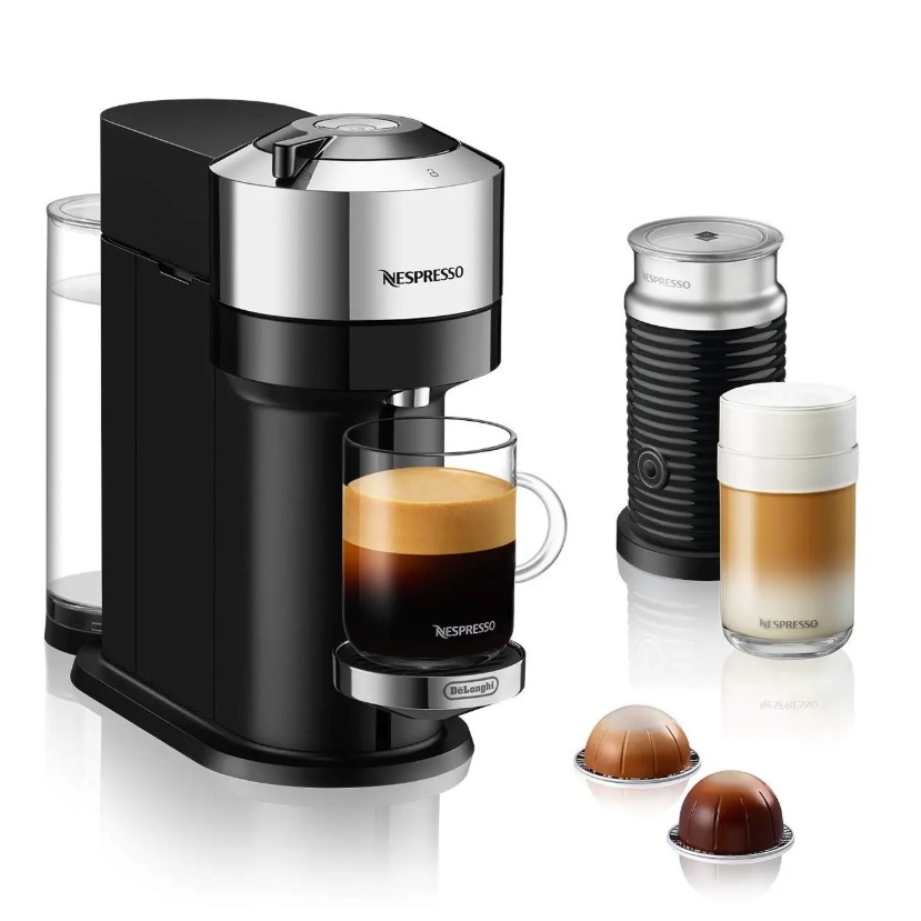 NESPRESSO 浓遇咖啡 Vertuo Next ENV 120.CAE 胶囊咖啡机 带Aeroccino 奶泡器 镀铬 1468.48