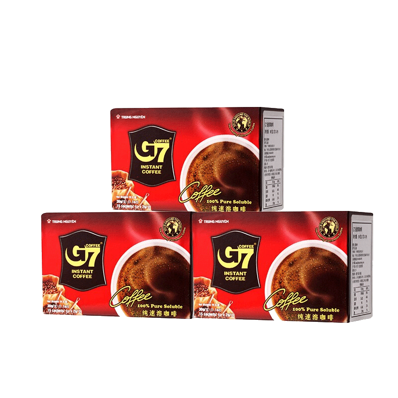 TRUNG NGUYEN LEGEND中原G7速溶美式黑咖啡 咖啡豆粉固体饮料 30g*4盒（3盒+赠1盒）可冲60杯 26.5元