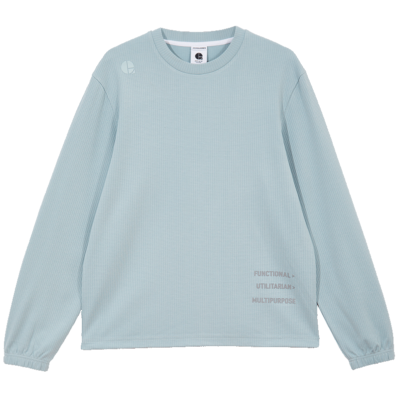 20点:杰克·琼斯(JACK&JONES)24春季新款舒适肌理字母反光直筒圆领卫衣男装224133073 C43蓝灰色 95元包邮