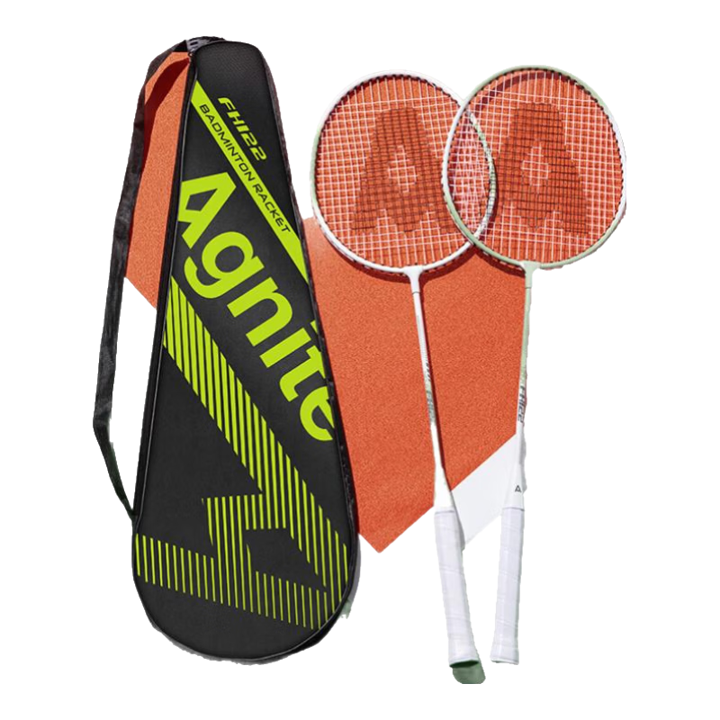 得力 羽毛球拍套装 超轻全合金碳素双拍 白绿2支 送拍包 23.41元(需领券)