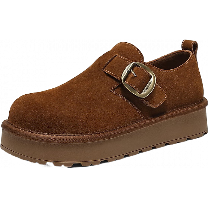 百丽 雪顶咖啡绒面勃肯鞋女2025冬新加绒保暖休闲毛毛鞋B2966DM5 棕色 38 399元