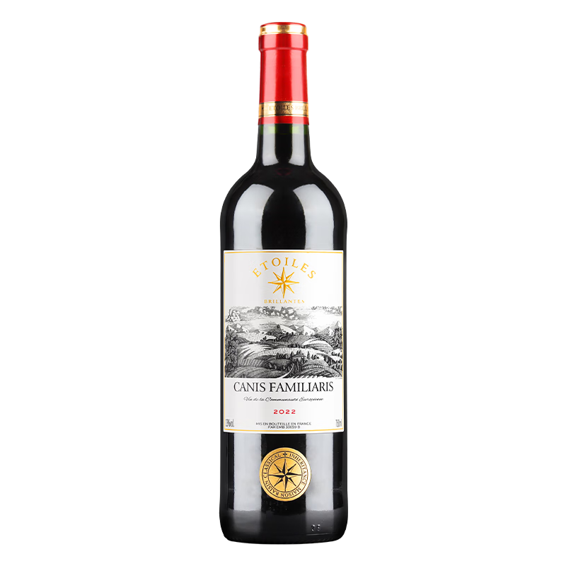 需首购：CANIS FAMILIARIS布多格法国原瓶进口红酒 干红葡萄酒750ml 19.9元