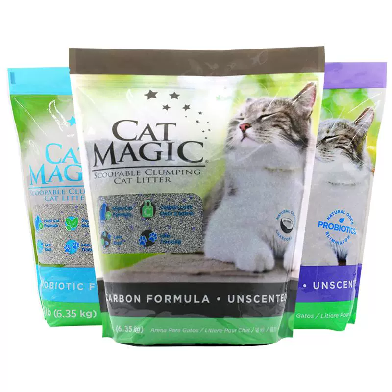 CAT MAGIC 喵洁客 猫砂膨润土活性炭除臭无尘无粉尘去味14磅非20斤猫沙猫用品 