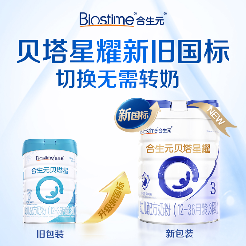 BIOSTIME 合生元 加购|合生元贝塔星耀新国标幼儿配方奶粉3段4罐700g益生元 944.