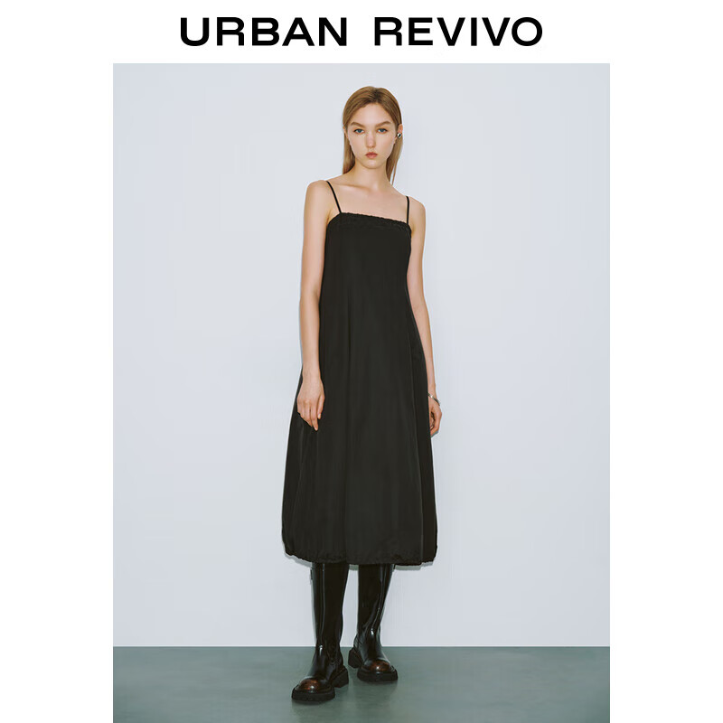 URBAN REVIVO UR2024秋季新款女装甜酷风减龄抽绳廓形吊带连衣裙UYV740002 349元（