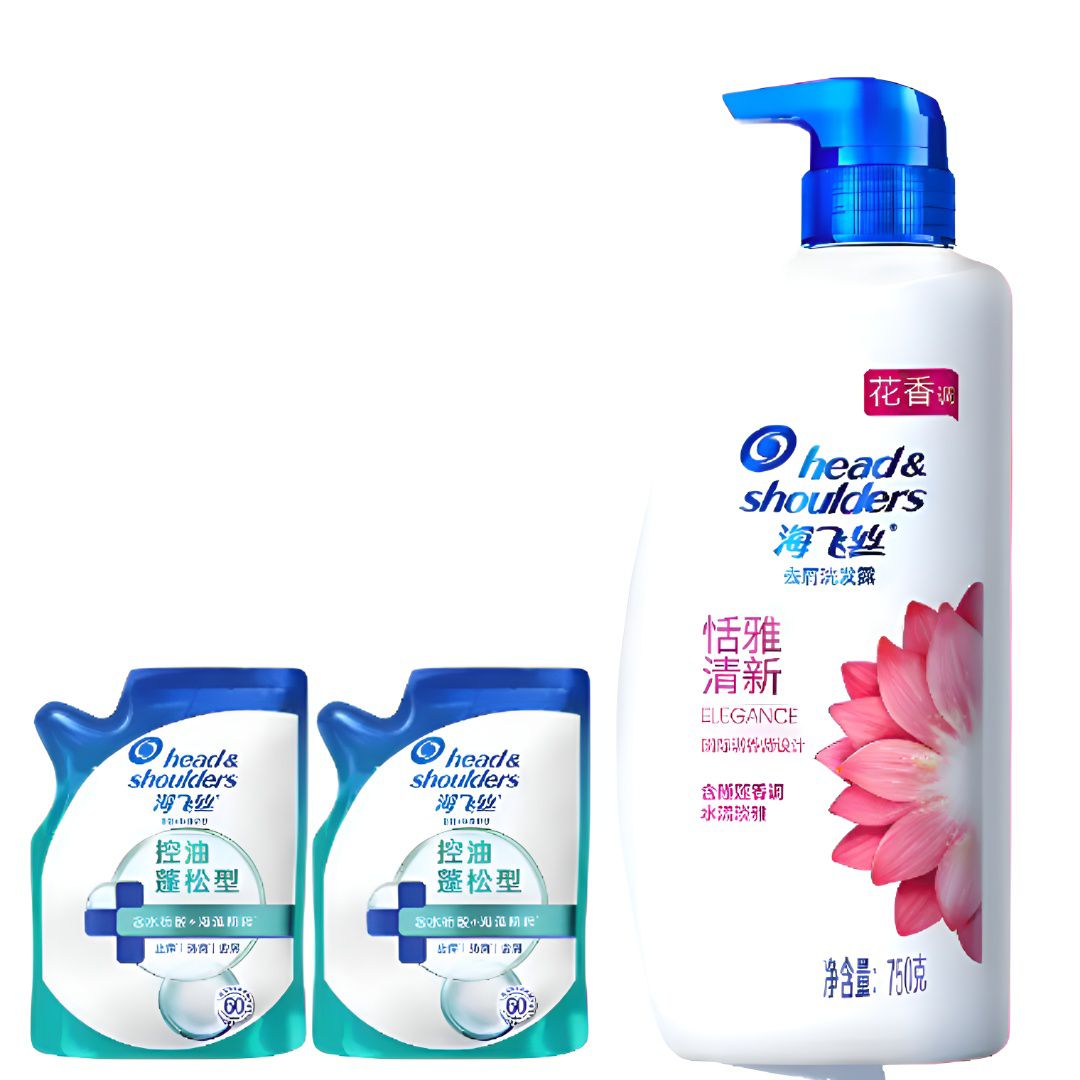 海飞丝 恬雅清新型去屑洗发水 750g/瓶+补充装200g*2袋 45.9元