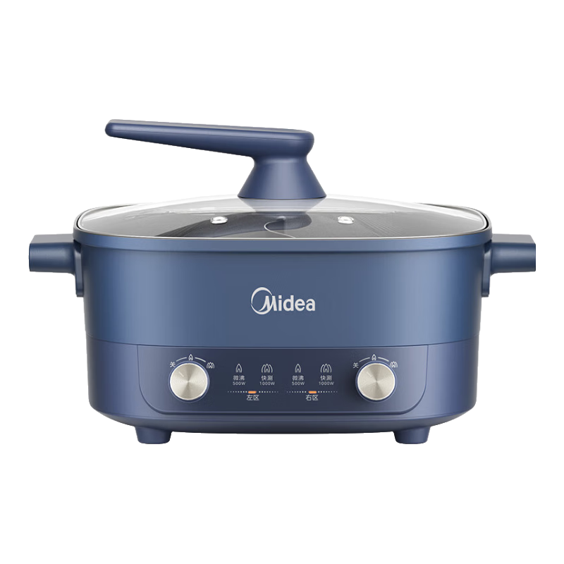 美的 鸳鸯锅 电火锅 6L 多功能电煮锅 HGC303012 双控速沸家用一体式 130.33元(需