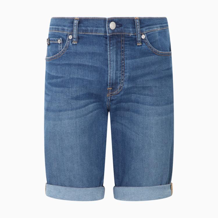 卡尔文·克莱恩 Calvin Klein CK Jeans夏季男士经典百搭LOGO贴片卷边铆钉扣牛仔短