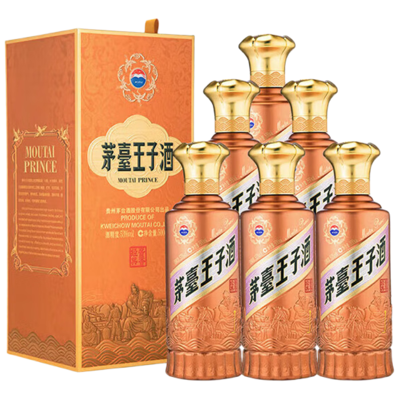 移动端、京东百亿补贴:茅台 MOUTAI 王子酒 酱香经典(2.0)酱香型白酒 宴请 53度 500mL 6瓶 1188元