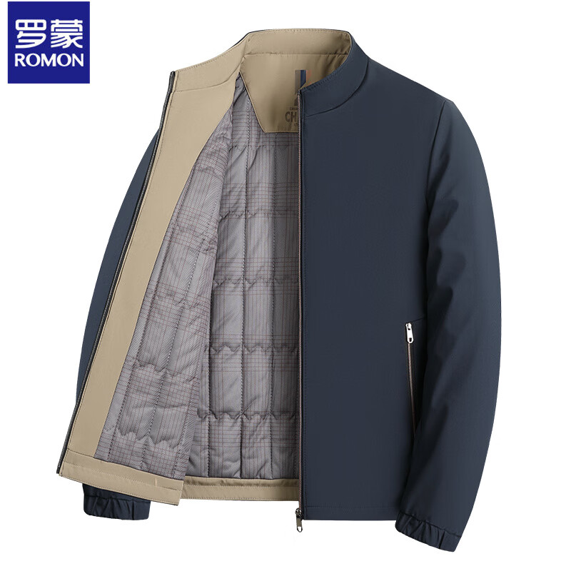 罗蒙 保暖立领夹克男外套2025冬季加绒加棉商务休闲男士茄克衫爸爸上衣 藏