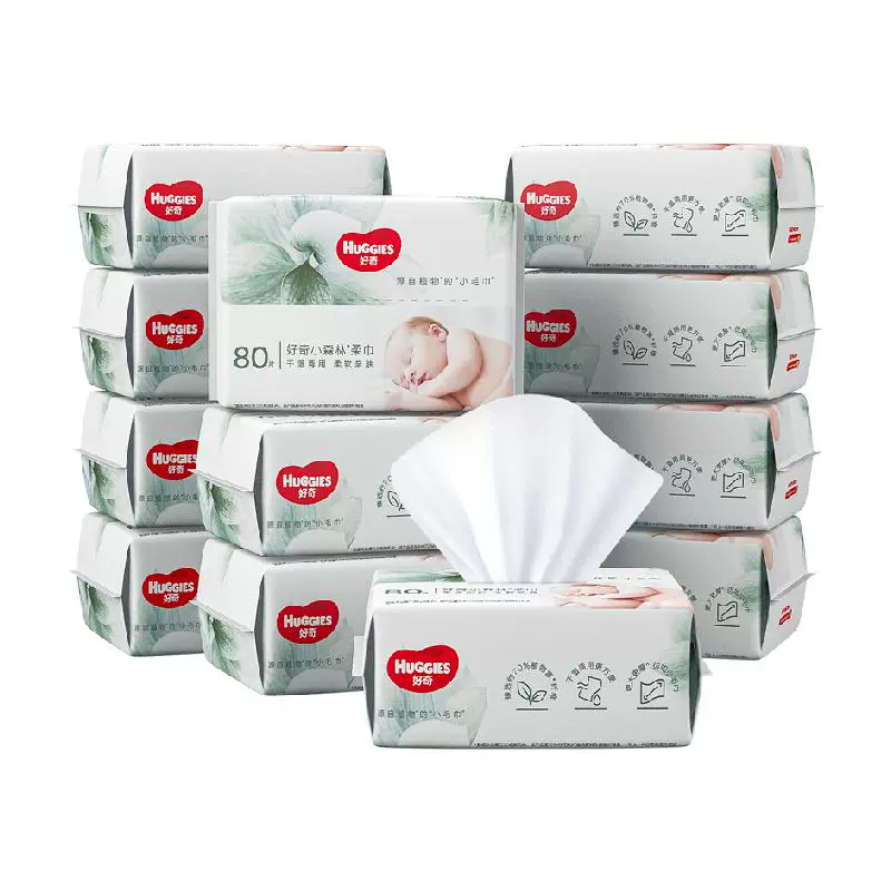 HUGGIES 好奇 小森林加厚柔巾80抽*12包 ￥41.6