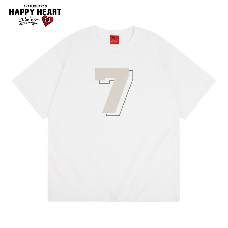 CHARLES JANG'S HAPPY HEART 查尔斯桃心 夏季cleanfit简约7印花重磅纯棉T恤美式休