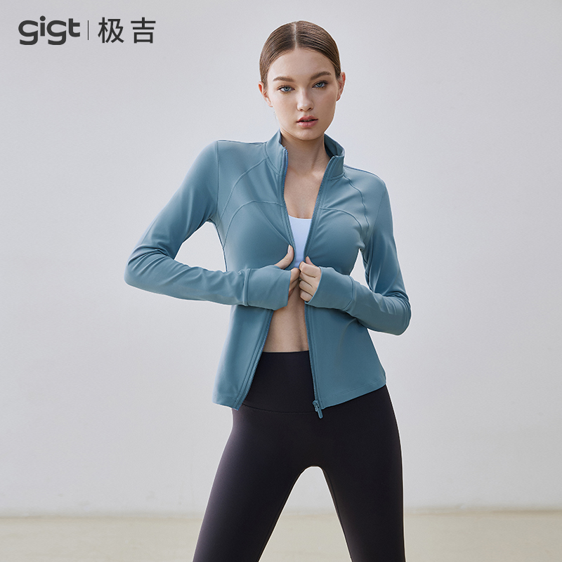 Gigt 加绒瑜伽服女2025新款长袖修身显瘦运动外套跑步训练健身上衣 99元（需