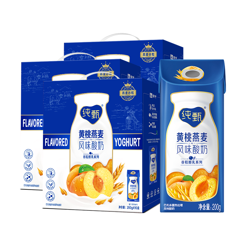 PLUS会员:纯甄 黄桃燕麦风味酸奶200g×10盒×3箱 88.1元包邮（折29.36元/箱）