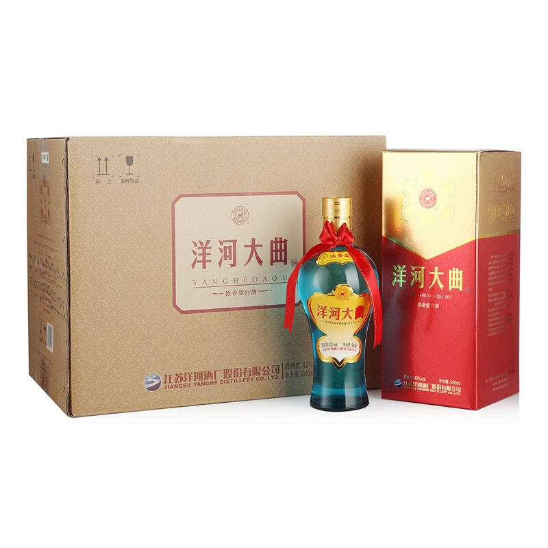 YANGHE 洋河 大曲 老天蓝 42度 500ml*6瓶 整箱装 绵柔浓香型白酒 210.62元（需用