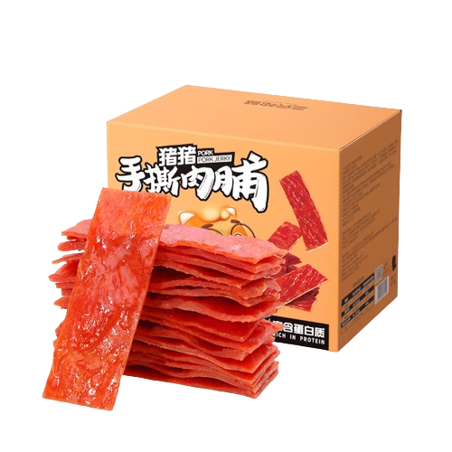 三只松鼠手撕肉脯原味400g量贩装休闲零食靖江风味高蛋白猪肉脯肉干肉脯 28