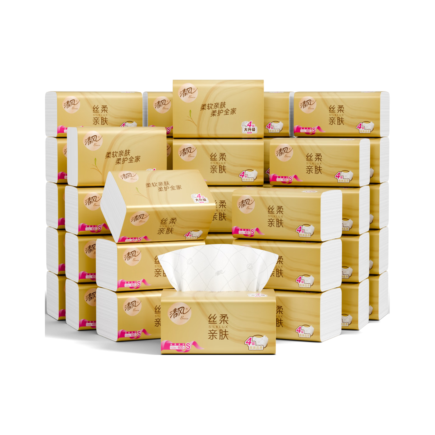 移动端、京东百亿补贴：清风 丝柔系列 抽纸 4层100抽40包(170*132mm) 27.18元（