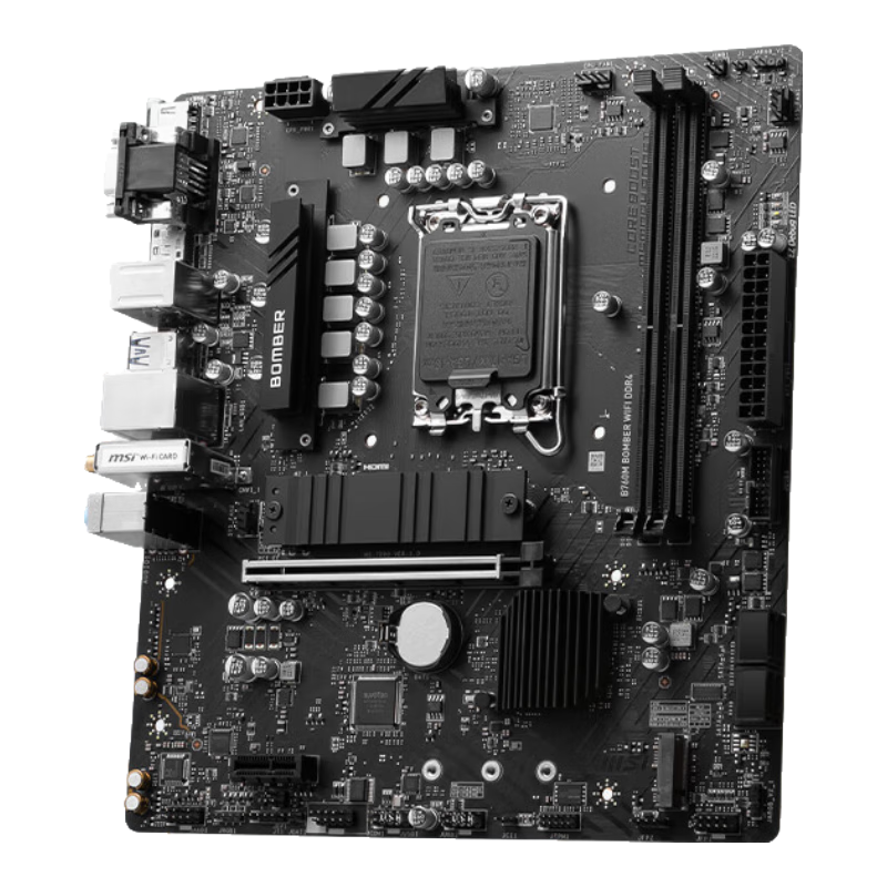PLUS会员：MSI 微星 B760M BOMBER WIFI DDR4爆破弹电脑主板 支持CPU 12600KF/13400F/14400F 
