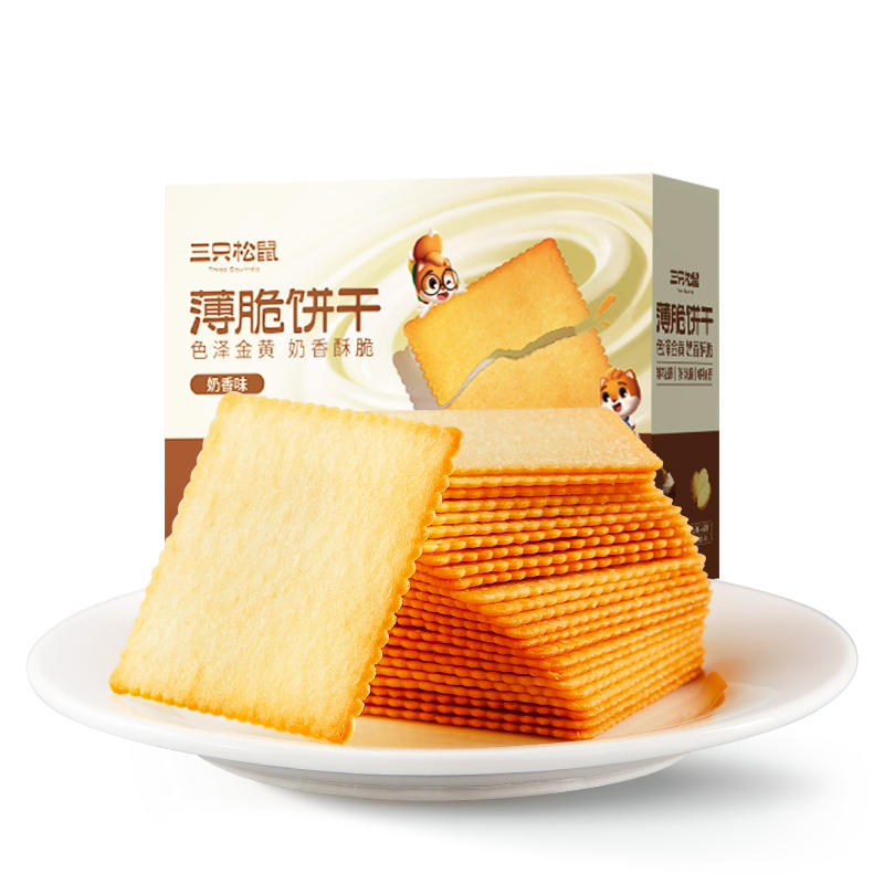 88VIP：三只松鼠 薄脆饼干 奶香味 300g 6.56元