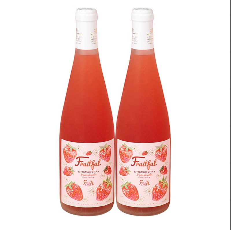 馥果 plus：馥果西班牙原瓶进口草莓起泡酒 750ml 双支 148元（需用券）