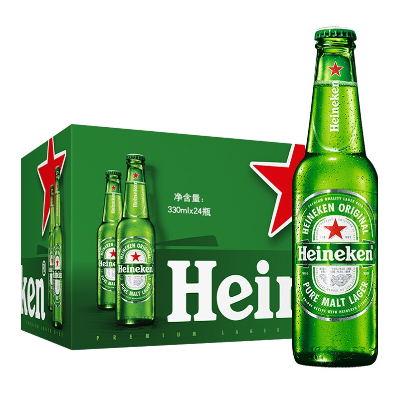 京东百亿补贴：Heineken 喜力 经典330ml*24瓶 赠红爵Extra啤酒330ml*6听 149.9元