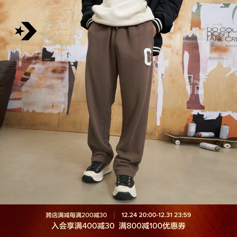 CONVERSE 匡威 秋季男直筒裤雪尼尔C字贴布休闲长裤10026554 10026554-A02 3XL 327元（