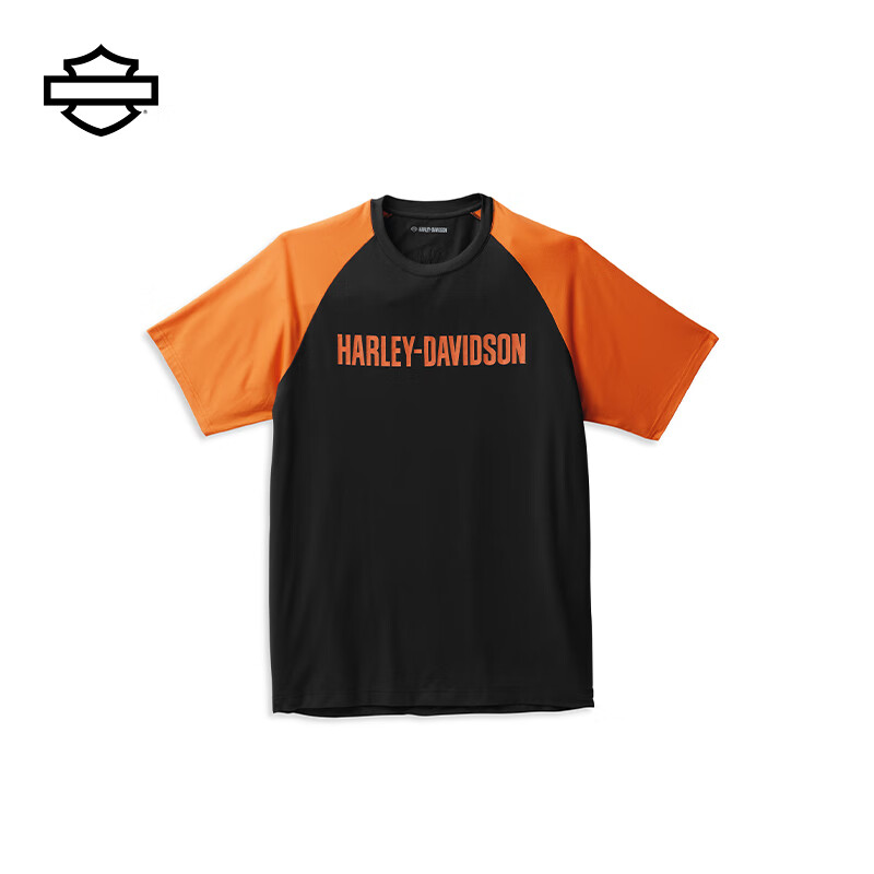 HARLEY-DAVIDSON 哈雷戴维森 摩托车文化Performance HD 印花撞色半袖男士短袖T恤圆