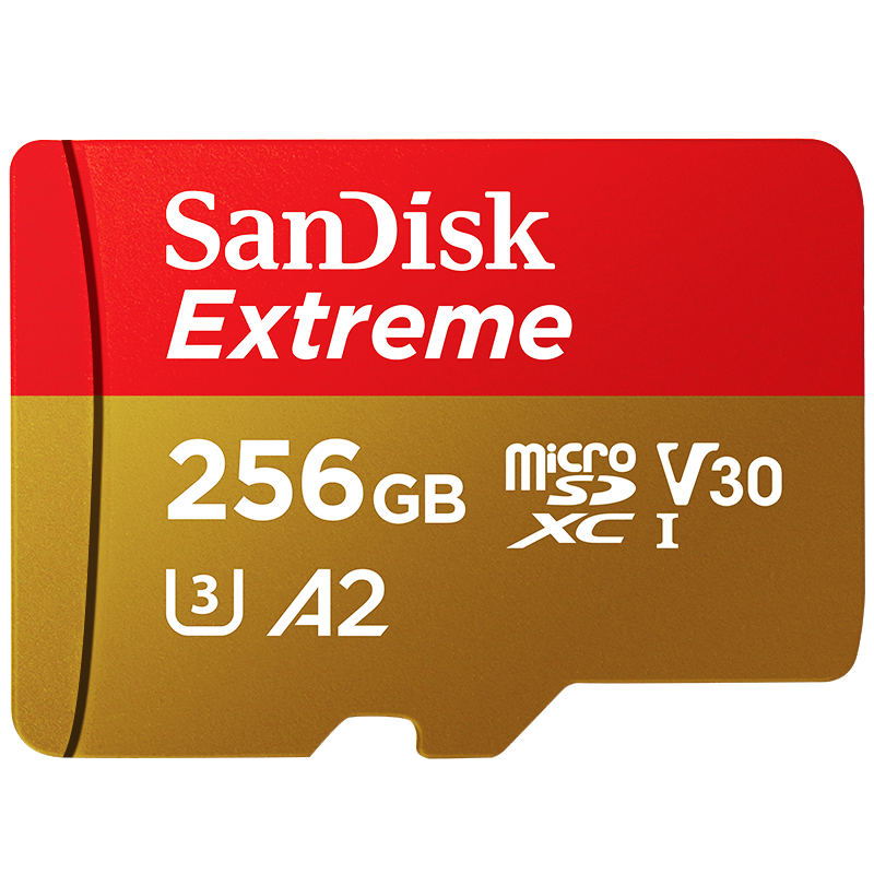 SanDisk 256GB TF(MicroSD)内存卡 4K极速金卡A2 V30 U3行车记录仪 运动相机无人机 监控存储卡 153.64元
