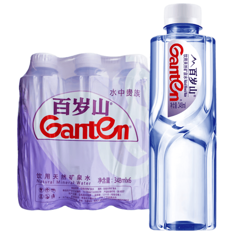 景田 百岁山 天然矿泉水 348ml×6瓶 仅1.13元/瓶（共6.77元）