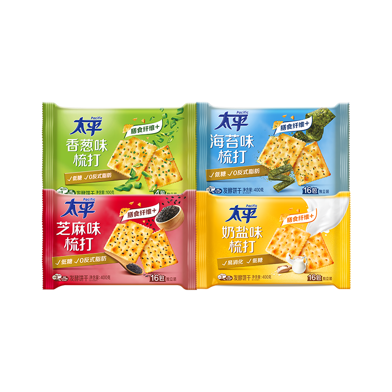 PLUS会员：太平 苏打饼干 4包共1600g 37.91元包邮
