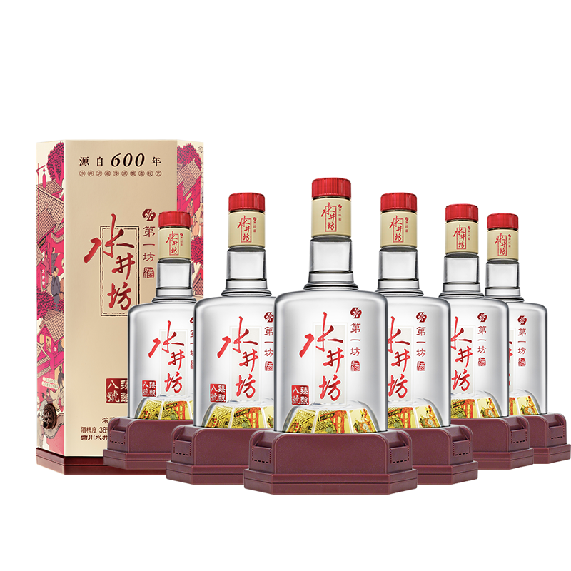 PLUS会员：水井坊 臻酿八号 38度 500ml*6瓶 整箱装 浓香型白酒 1960.3元（需领券