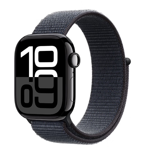 Apple 苹果 Watch Series 10 GPS款 智能手表 42mm 亮黑色铝金属表壳 浓墨色回环式运