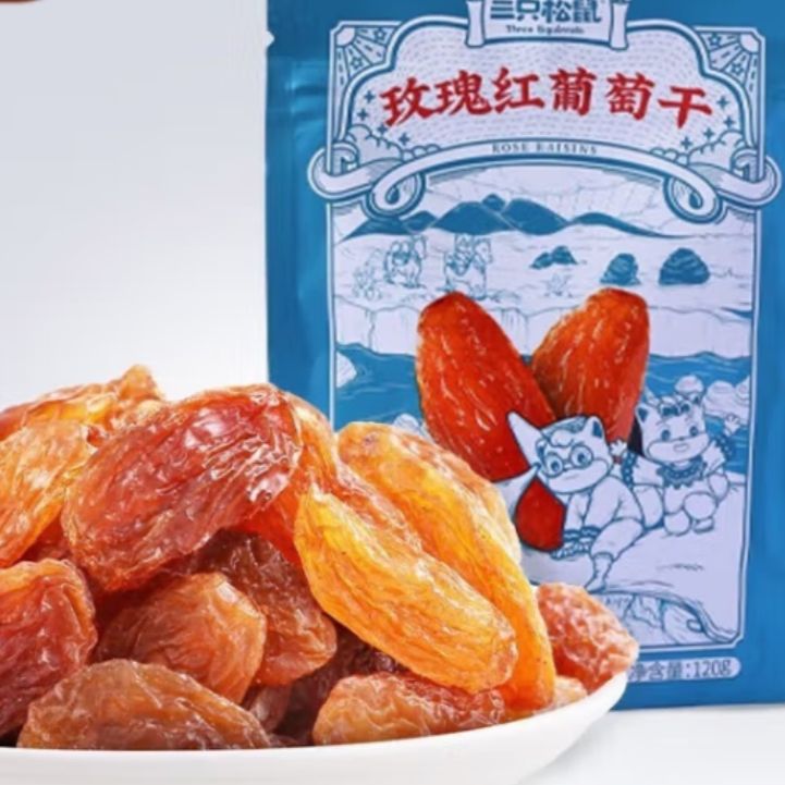 双11狂欢、PLUS会员：三只松鼠 精选零食小吃 玫瑰红葡萄干 120g/袋*任选13件 3