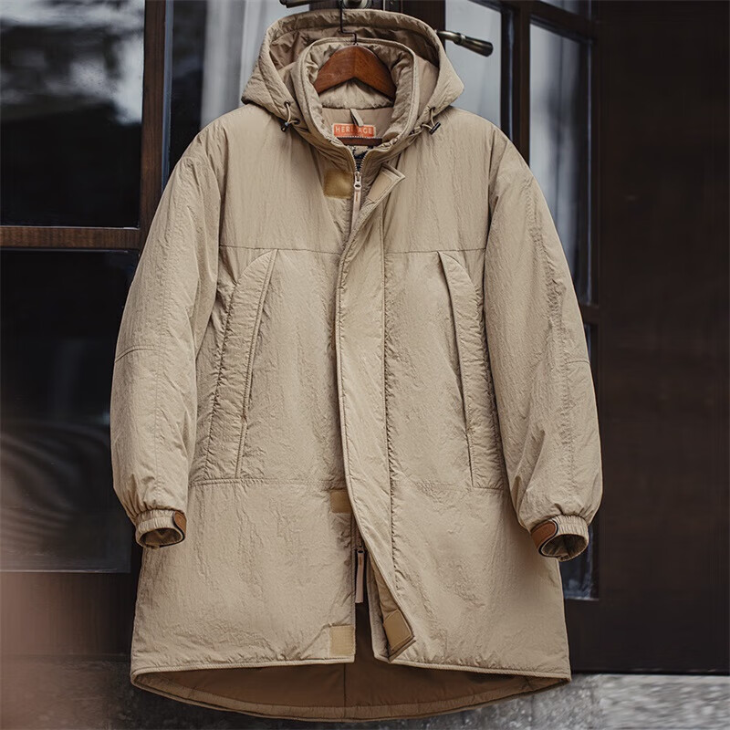 马登 工装 美式复古PCU连帽棉服户外登山中长款派克服加厚棉袄大衣男冬 卡