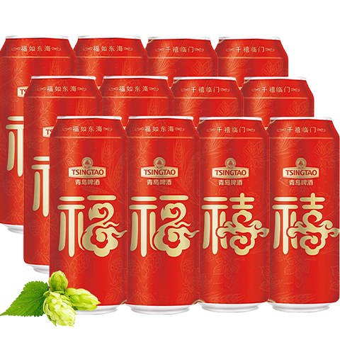 PLUS会员：TSINGTAO 青岛啤酒 喜庆 福禧罐 500ml*12听*3件 73.6元包邮（多重优惠，