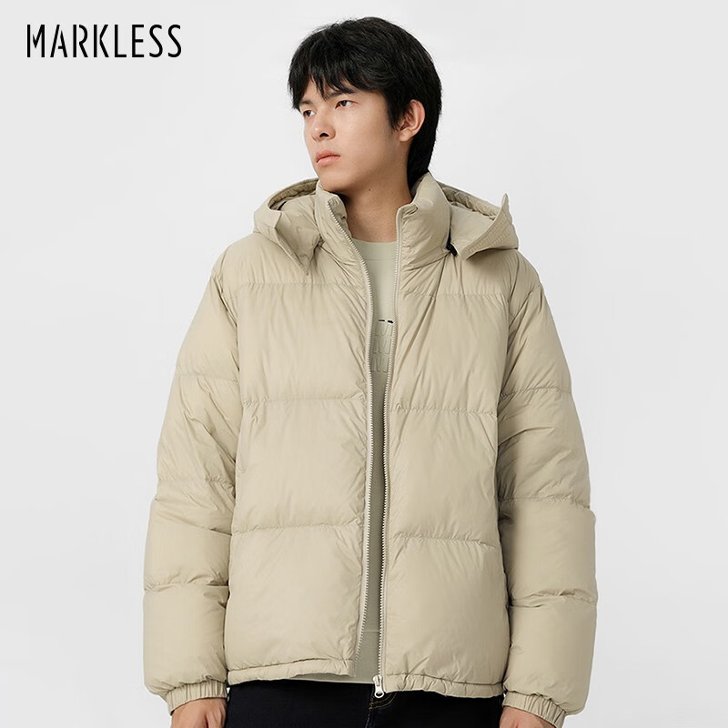 Markless 羽绒服男24年冬季90鹅绒保暖外套男士连帽男装 YRB3306M 卡其色 XXL 349元