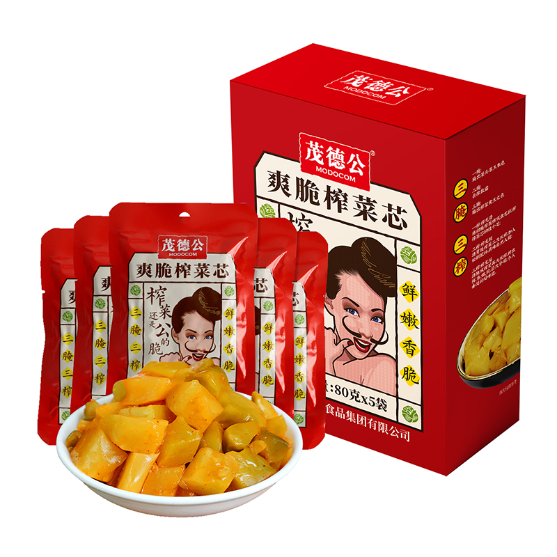 88VIP：茂德公 爽脆涪陵榨菜芯80g*5包盒400g*1组 3.33元（需买6件，需用券）