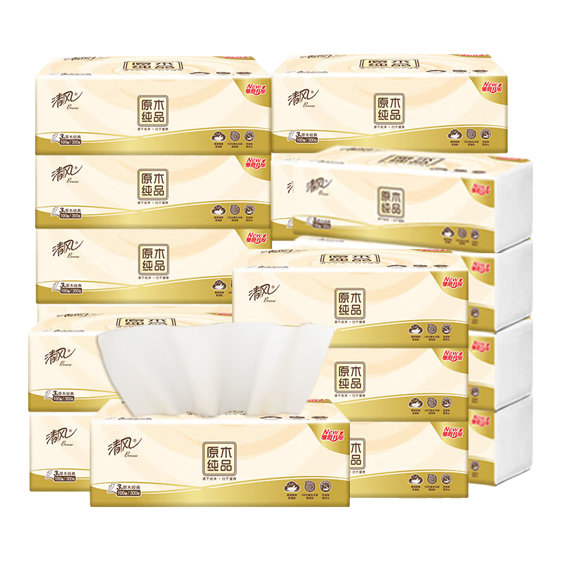 Breeze/清风 原木经典 抽纸 2层S码 200抽*24包 20.9元(需领券)