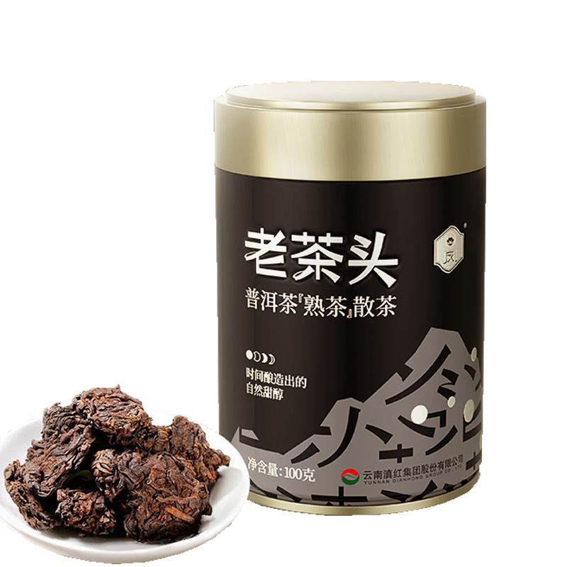 凤牌 云南滇红集团 普洱茶 熟茶 老茶头 罐装 陈香散茶叶 100g ￥58