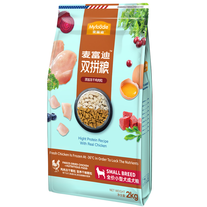 88VIP：Myfoodie 麦富迪 冻干双拼系列 鸡肉味小型犬成犬狗粮 2kg 39.9元