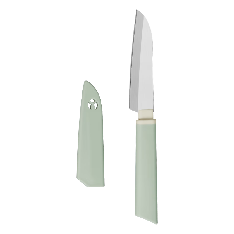 京东京造 青颜不锈钢水果刀 户外颜值 露营 刀鞘刀套收纳多功能果皮刀 9.9