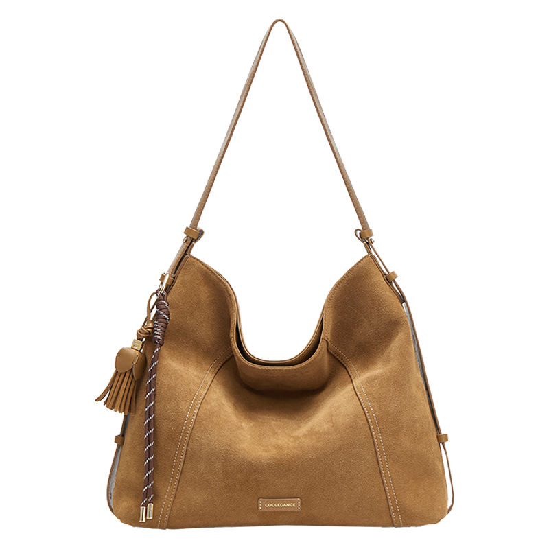 百丽 包包女2025秋流浪摩卡复古绒面hobo托特包8562ACX5 焦糖摩卡(AB面） F 539元