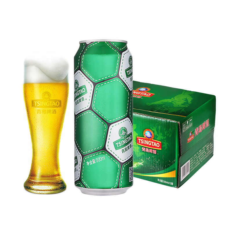 TSINGTAO 青岛啤酒 足球罐啤酒500ml*12听 1箱装*5件 202.3元（需凑单2箱装，合40.46