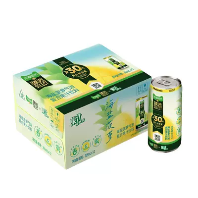 猫超臻选 菓汁先生 海盐菠萝气泡复合果汁 265ml×12罐 37.02元+4.79元淘金币