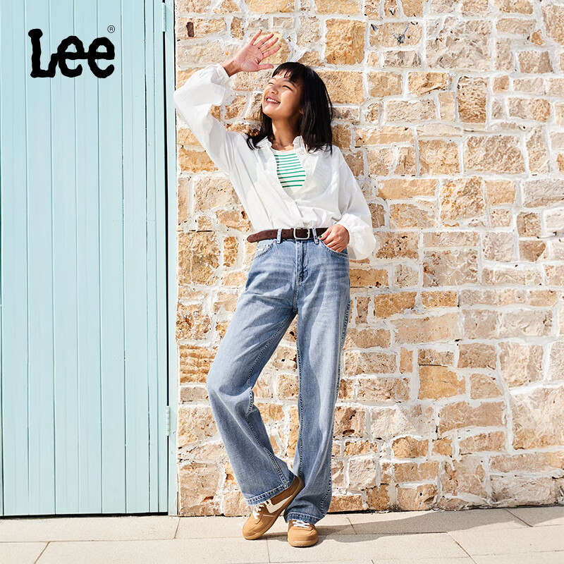 Lee 25429中腰直脚天丝浅蓝色女士牛仔裤 141.9元