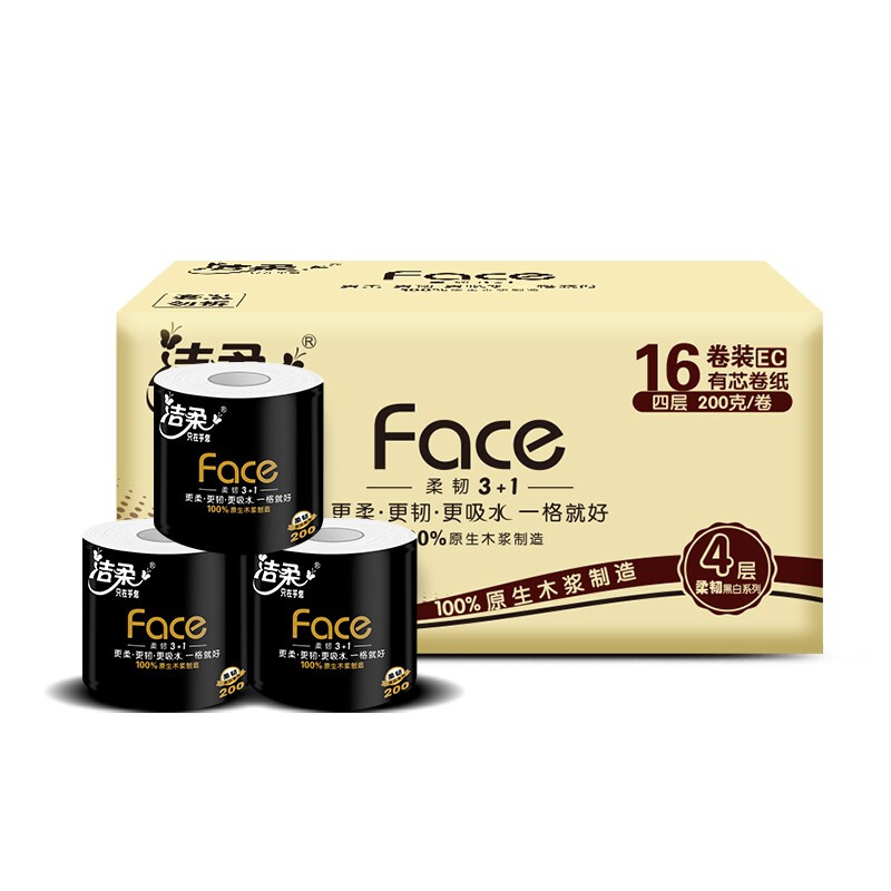 C&S 洁柔 黑Face系列 有芯卷纸 4层140g27卷 42.9元