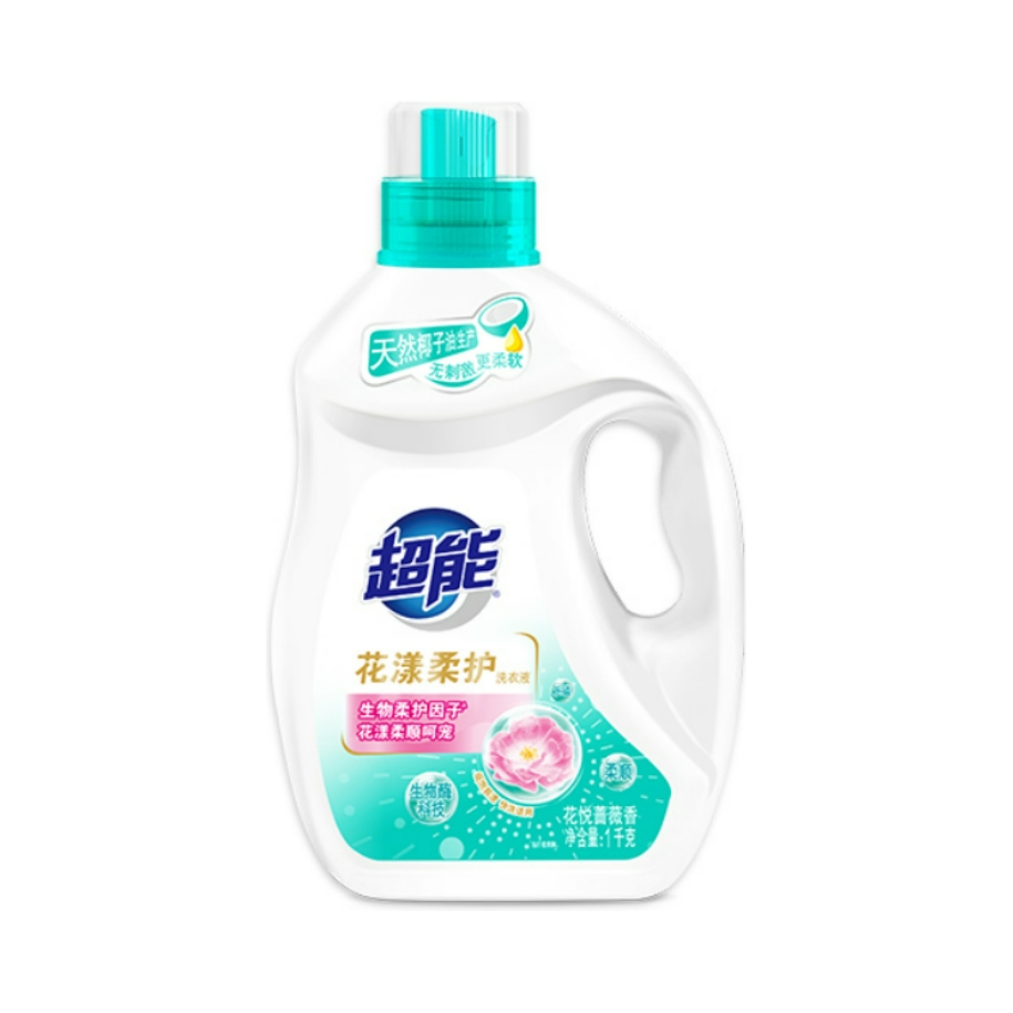 清洁收纳：超能 花漾柔护洗衣液 1kg 花悦蔷薇香---券后7.77元